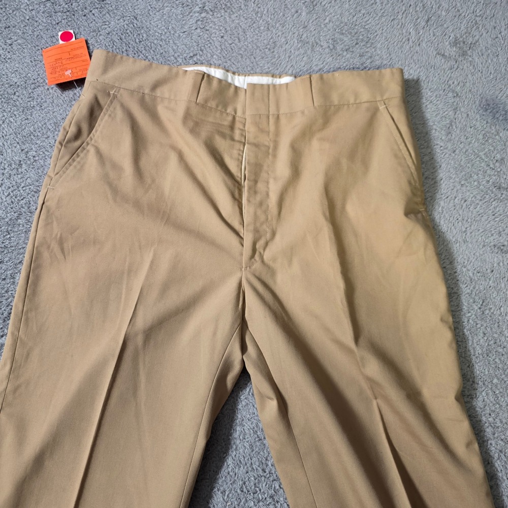 Gallery 5 Mens 36x32 Dress Chinos Khaki Tan Vintage Straight Leg Trousers - Picture 5 of 8